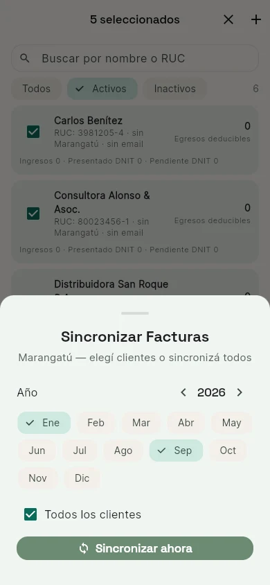 Sincronizar facturas de todos los clientes en un solo botón